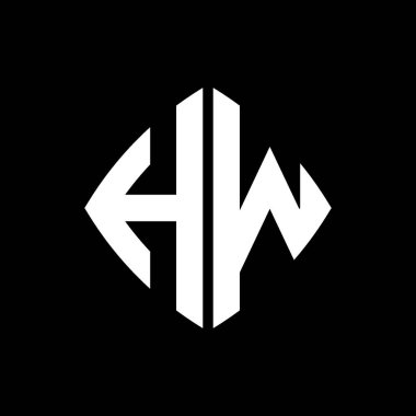 HW Logo ilk monogramı geometrik modern dikdörtgen yuvarlak stil tasarımı izole arkaplan, minimalist geometrik şekil logosu.