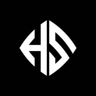 HS Logo ilk monogramı geometrik modern dikdörtgen yuvarlak stil tasarımı izole arkaplan, minimalist geometrik şekil logosu.