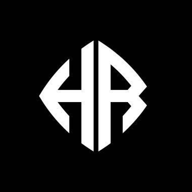 İlk HR Logosu geometrik modern dikdörtgen yuvarlak stil tasarımlı izole arkaplan, minimalist geometrik şekil logosu.