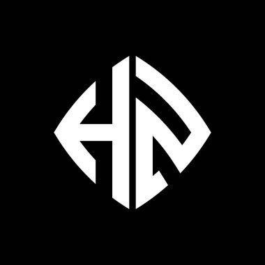 HZ Logo ilk monogramı geometrik modern dikdörtgen yuvarlak stil tasarımı izole arkaplan, minimalist geometrik şekil logosu.