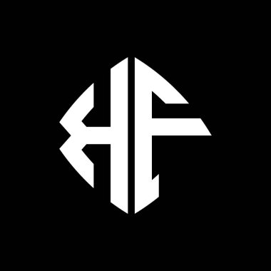 İzole arka planda geometrik modern dikdörtgen yuvarlak stil tasarımlı KF Logosu ilk monogramı, minimalist geometrik biçim logosu.