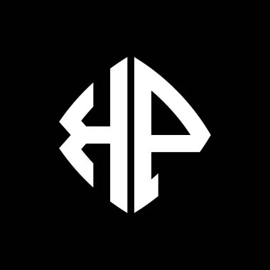 İzole arka planda geometrik modern dikdörtgen yuvarlak stil tasarımlı KP Logosu ilk monogramı, minimal geometrik biçim logosu.