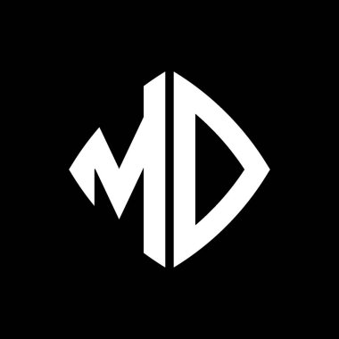 MD Logo ilk monogramı geometrik modern dikdörtgen yuvarlak stil tasarımı izole arkaplan, minimalist geometrik şekil logosu.