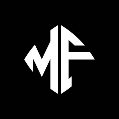MF Logo ilk monogramı geometrik modern dikdörtgen yuvarlak stil tasarımı izole arkaplan, minimalist geometrik şekil logosu.