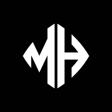 MH Logo ilk monogramı geometrik modern dikdörtgen yuvarlak stil tasarımı izole arkaplan, minimalist geometrik şekil logosu.