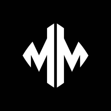 MM Logo ilk monogramı geometrik modern dikdörtgen yuvarlak stil tasarımı izole arkaplan, minimalist geometrik şekil logosu.