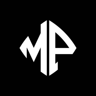 MP Logosu ilk monogramı geometrik modern dikdörtgen yuvarlak stil tasarımlı izole arkaplan, minimalist geometrik şekil logosu.