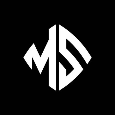 MS Logo ilk monogramı geometrik modern dikdörtgen yuvarlak stil tasarımlı izole arkaplan, minimalist geometrik şekil logosu.