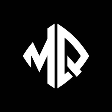 MQ Logo ilk monogramı geometrik modern dikdörtgen yuvarlak stil tasarımı izole arkaplan, minimalist geometrik şekil logosu.