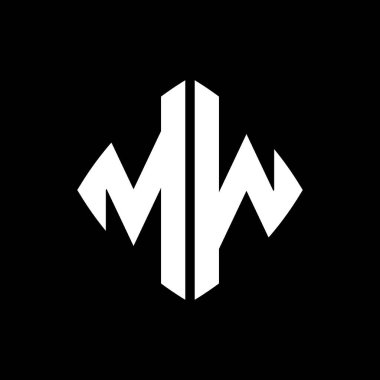 MW Logo ilk monogramı geometrik modern dikdörtgen yuvarlak stil tasarımı izole arkaplan, minimalist geometrik şekil logosu.