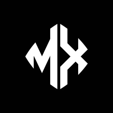 MX Logo ilk monogramı geometrik modern dikdörtgen yuvarlak stil tasarımı izole arkaplan, minimalist geometrik şekil logosu.