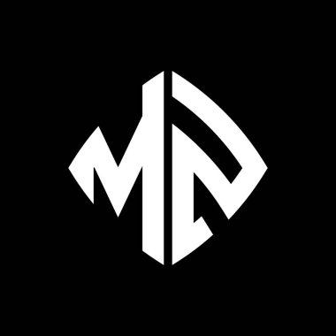 MZ Logo ilk monogramı geometrik modern dikdörtgen yuvarlak stil tasarımı izole arkaplan, minimalist geometrik şekil logosu.