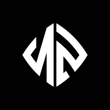 NZ Logo ilk monogramı geometrik modern dikdörtgen yuvarlak stil tasarımlı izole arkaplan, minimalist geometrik şekil logosu.
