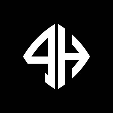 İzole arka planda geometrik modern dikdörtgen yuvarlak stil tasarımlı PH Logosu ilk monogramı, minimalist geometrik şekil logosu.