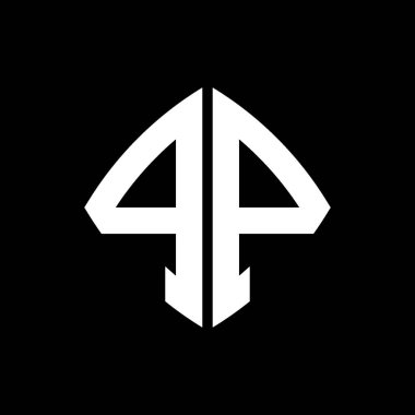 PP Logosu ilk monogramı geometrik modern dikdörtgen yuvarlak stil tasarımlı izole arkaplan, minimal geometrik şekil logosu.