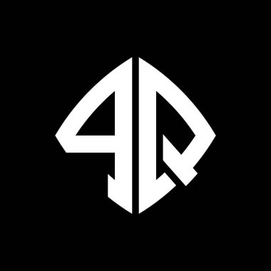 İzole arka planda geometrik modern dikdörtgen yuvarlak stil tasarımlı PQ logosu ilk monogramı, minimal geometrik biçim logosu.