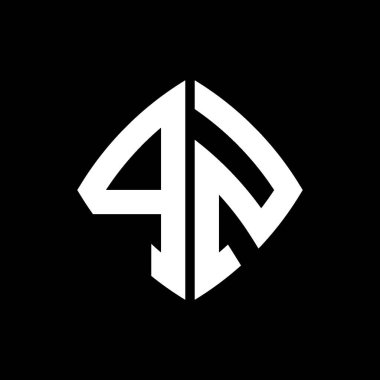 İzole arka planda geometrik modern dikdörtgen yuvarlak stil tasarımlı PZ Logosu ilk monogramı, minimalist geometrik şekil logosu.