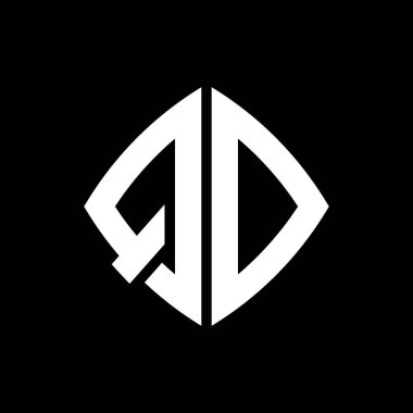 QD Logo ilk monogramı geometrik modern dikdörtgen yuvarlak stil tasarımı izole arkaplan, minimalist geometrik şekil logosu.