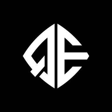 QE Logo ilk monogramı geometrik modern dikdörtgen yuvarlak stil tasarımı izole arkaplan, minimalist geometrik şekil logosu.