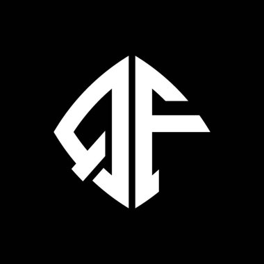 QF Logo ilk monogramı geometrik modern dikdörtgen yuvarlak stil tasarımı izole arkaplan, minimalist geometrik şekil logosu.