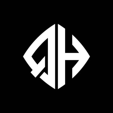 QH Logo ilk monogramı geometrik modern dikdörtgen yuvarlak stil tasarımı izole arkaplan, minimalist geometrik şekil logosu.