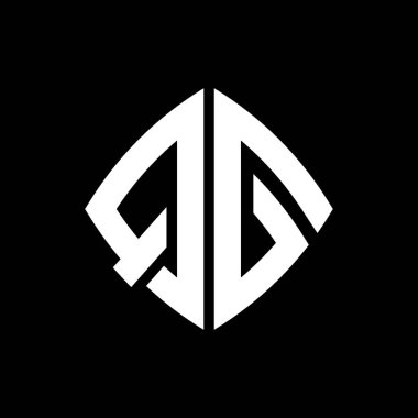 QG Logo ilk monogramı geometrik modern dikdörtgen yuvarlak stil tasarımı izole arkaplan, minimalist geometrik şekil logosu.