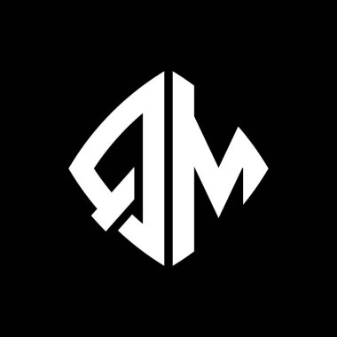 QM Logo ilk monogramı geometrik modern dikdörtgen yuvarlak stil tasarımı izole arkaplan, minimalist geometrik şekil logosu.