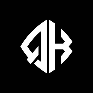 QK Logo ilk monogramı geometrik modern dikdörtgen yuvarlak stil tasarımlı izole arkaplan, minimalist geometrik şekil logosu.