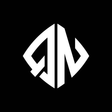 QN Logo ilk monogramı geometrik modern dikdörtgen yuvarlak stil tasarımı izole arkaplan, minimalist geometrik şekil logosu.