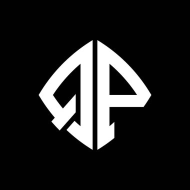 QP Logo ilk monogramı geometrik modern dikdörtgen yuvarlak stil tasarımı izole arkaplan, minimalist geometrik şekil logosu.
