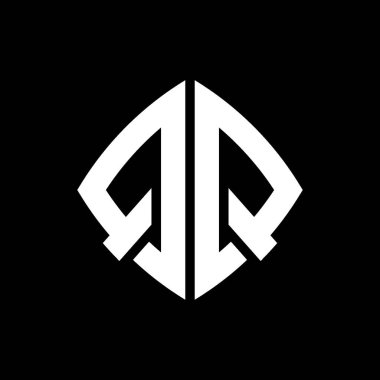 QQ Logo ilk monogramı geometrik modern dikdörtgen yuvarlak stil tasarımı izole arkaplan, minimalist geometrik şekil logosu.