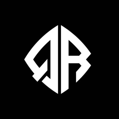 QR Logo ilk monogramı geometrik modern dikdörtgen yuvarlak stil tasarımı izole arkaplan, minimalist geometrik şekil logosu.