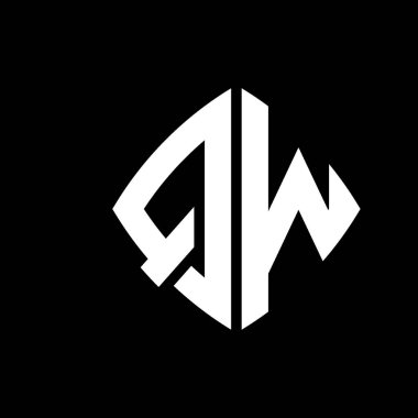 QW Logo ilk monogramı geometrik modern dikdörtgen yuvarlak stil tasarımı izole arkaplan, minimalist geometrik şekil logosu.
