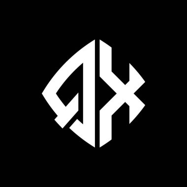 QX Logo ilk monogramı geometrik modern dikdörtgen yuvarlak stil tasarımı izole arkaplan, minimalist geometrik şekil logosu.