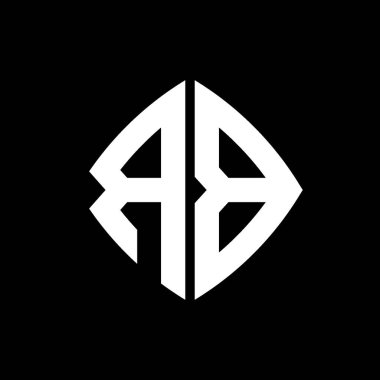 RB Logo ilk monogramı geometrik modern dikdörtgen yuvarlak stil tasarımı izole arkaplan, minimalist geometrik şekil logosu.