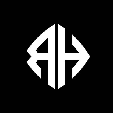 RH Logo ilk monogramı geometrik modern dikdörtgen yuvarlak stil tasarımı izole arkaplan, minimalist geometrik şekil logosu.