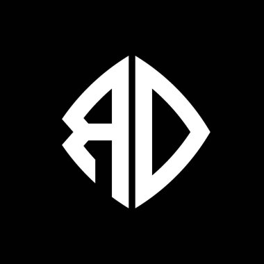 İzole arka planda geometrik modern dikdörtgen yuvarlak stil tasarımlı ilk RD logosu, minimal geometrik şekil logosu.