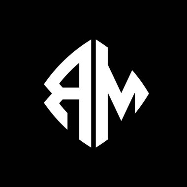 RM Logo ilk monogramı geometrik modern dikdörtgen yuvarlak stil tasarımı izole arkaplan, minimalist geometrik şekil logosu.