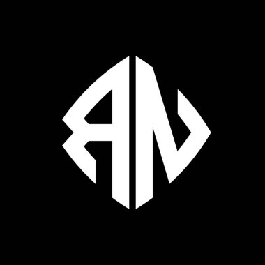 RN Logo ilk monogramı geometrik modern dikdörtgen yuvarlak stil tasarımı izole arkaplan, minimalist geometrik şekil logosu.