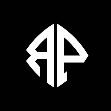 RP Logo ilk monogramı geometrik modern dikdörtgen yuvarlak stil tasarımı izole arkaplan, minimal geometrik şekil logosu.