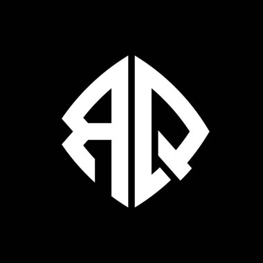 RQ Logo ilk monogramı geometrik modern dikdörtgen yuvarlak stil tasarımı izole arkaplan, minimalist geometrik şekil logosu.