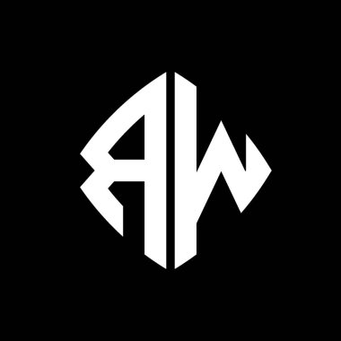 RW Logo ilk monogramı geometrik modern dikdörtgen yuvarlak stil tasarımı izole arkaplan, minimalist geometrik şekil logosu.