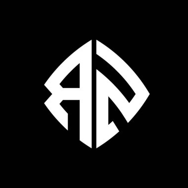 RZ Logo ilk monogramı geometrik modern dikdörtgen yuvarlak stil tasarımı izole arkaplan, minimalist geometrik şekil logosu.