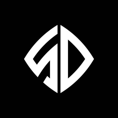 SD Logosu 'nun ilk monogramı geometrik modern dikdörtgen yuvarlak stil tasarımlı izole arkaplan, minimal geometrik şekil logosu.