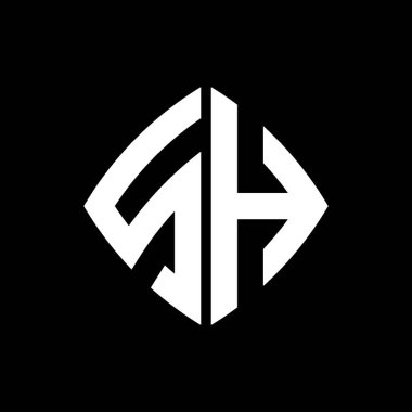 SH Logo ilk monogramı geometrik modern dikdörtgen yuvarlak stil tasarımı izole arkaplan, minimalist geometrik şekil logosu.