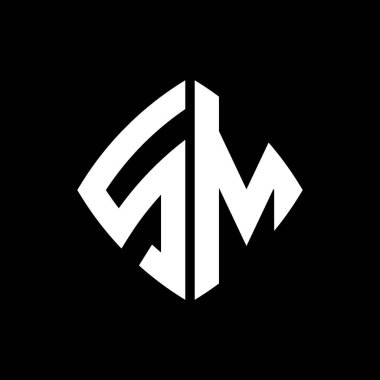 SM Logo ilk monogramı geometrik modern dikdörtgen yuvarlak stil tasarımı izole arkaplan, minimalist geometrik şekil logosu.