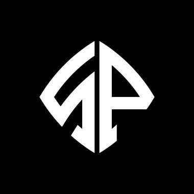 SP Logo ilk monogramı geometrik modern dikdörtgen yuvarlak stil tasarımı izole arkaplan, minimalist geometrik şekil logosu.