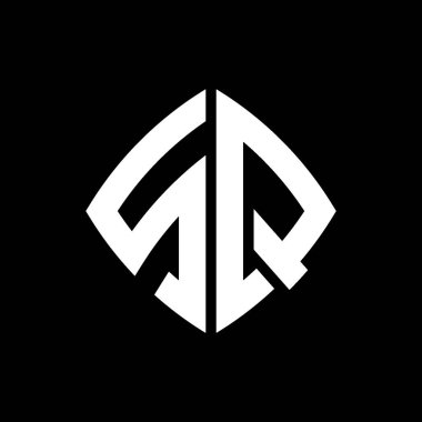 SQ Logo ilk monogramı geometrik modern dikdörtgen yuvarlak stil tasarımı izole arkaplan, minimalist geometrik şekil logosu.