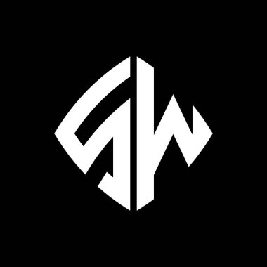 SW Logo ilk monogramı geometrik modern dikdörtgen yuvarlak stil tasarımı izole arkaplan, minimalist geometrik şekil logosu.