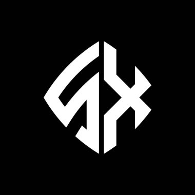 SX Logo ilk monogramı geometrik modern dikdörtgen yuvarlak stil tasarımı izole arkaplan, minimalist geometrik şekil logosu.